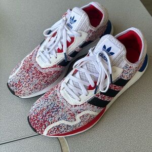 Adidas Men’s Red and Blue Run X Sneakers